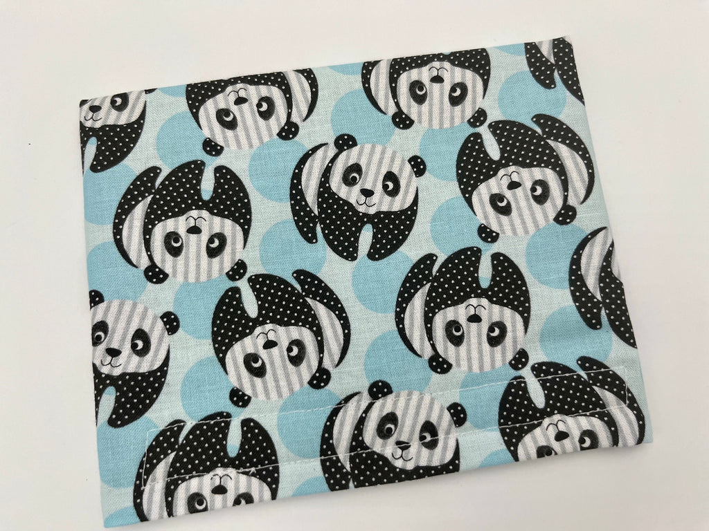 Reusable Snack Bag, Fabric Snack Bag, Animal Snack Bag, Snack Baggie - Panda Bear Blue