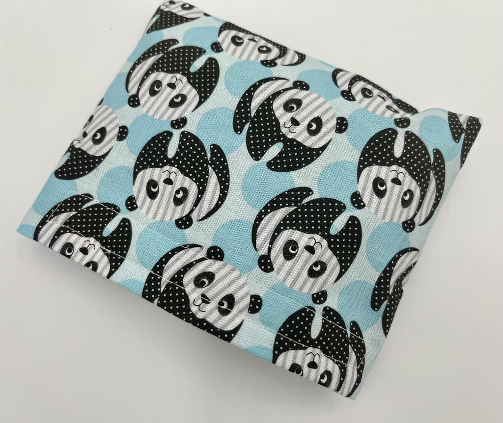 Reusable Snack Bag, Fabric Snack Bag, Animal Snack Bag, Snack Baggie - Panda Bear Blue