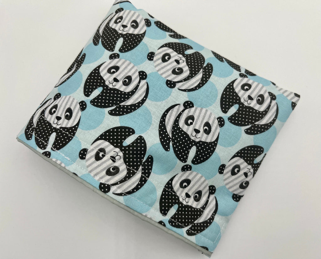 Reusable Snack Bag, Fabric Snack Bag, Animal Snack Bag, Snack Baggie - Panda Bear Blue