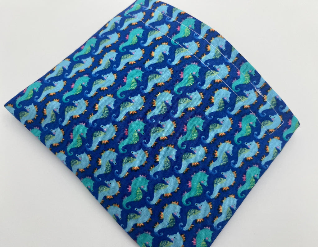 Reusable Snack Bag, Fabric Snack Bag, Owl Snack Bag, Snack Baggie - Sea Horse Blue