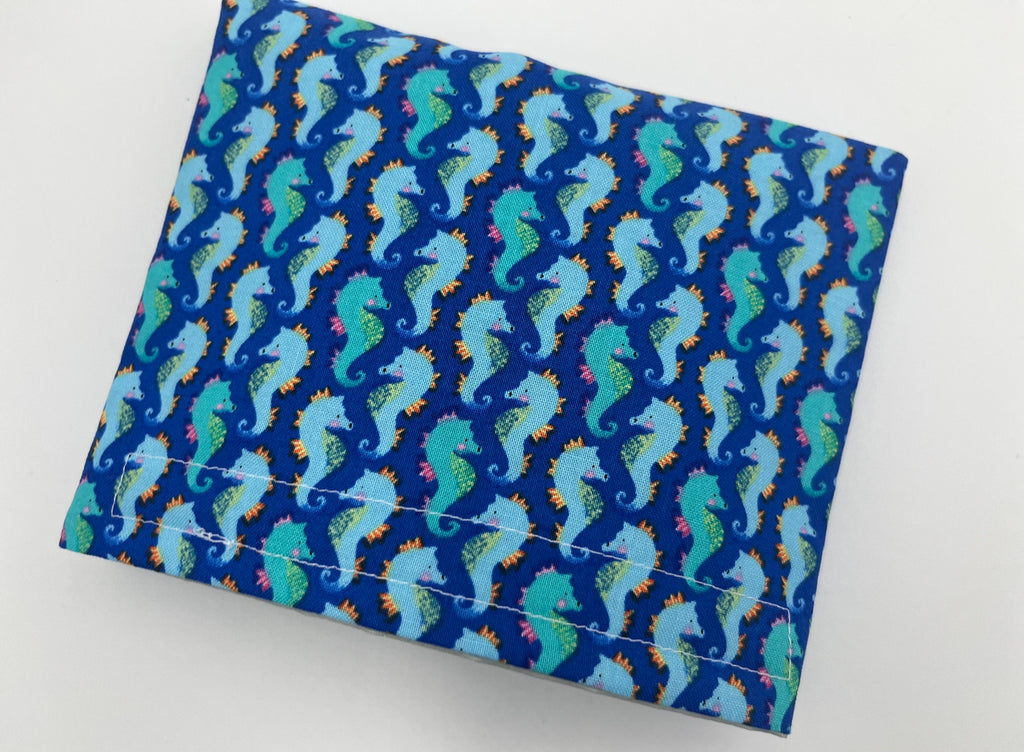 Reusable Snack Bag, Fabric Snack Bag, Owl Snack Bag, Snack Baggie - Sea Horse Blue