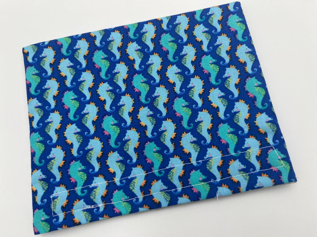 Reusable Snack Bag, Fabric Snack Bag, Owl Snack Bag, Snack Baggie - Sea Horse Blue