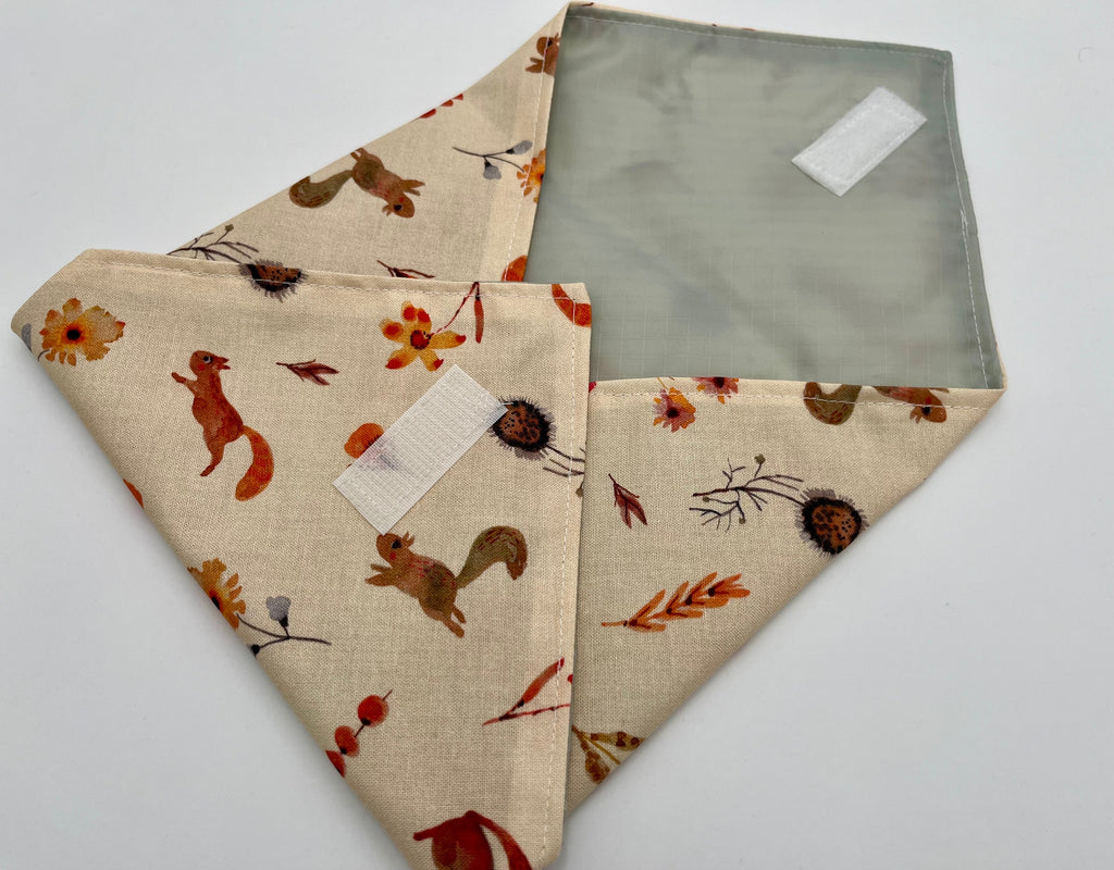 Reusable Sandwich Bag, Sandwich Wrap , Reusable Sandwich Mat, Sandwich Holder - Autumn Squirrel