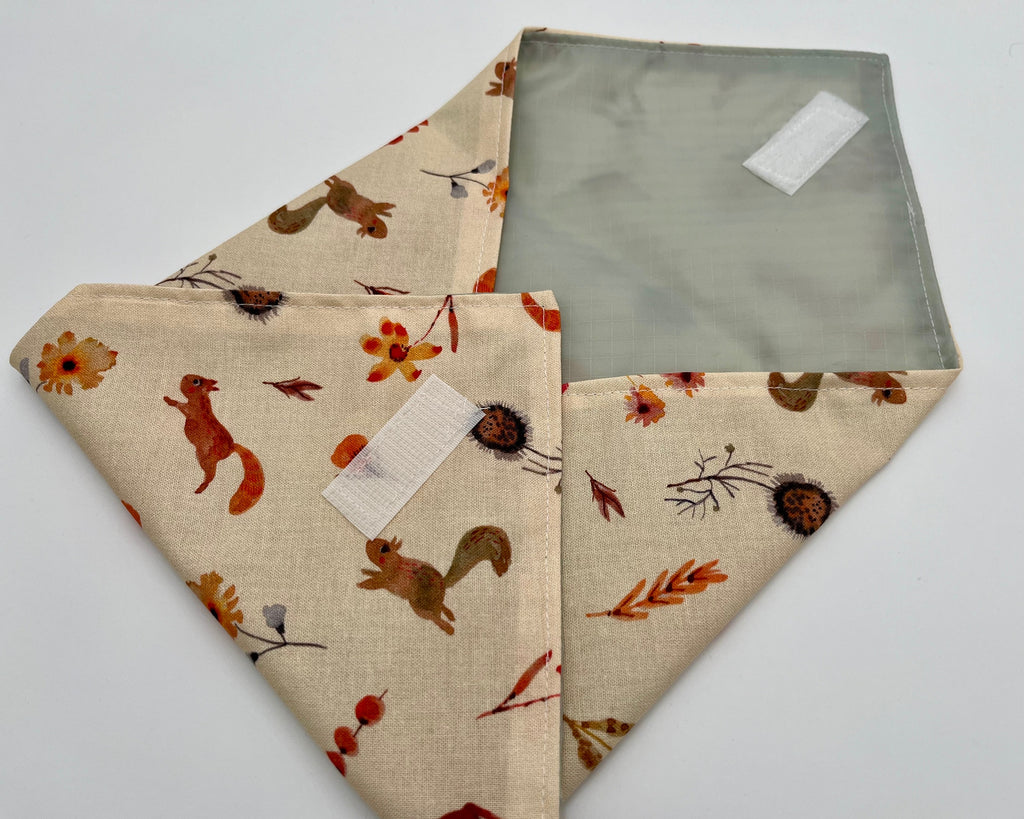 Reusable Sandwich Bag, Sandwich Wrap , Reusable Sandwich Mat, Sandwich Holder - Autumn Squirrel