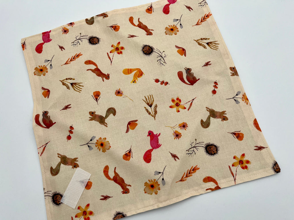 Reusable Sandwich Bag, Sandwich Wrap , Reusable Sandwich Mat, Sandwich Holder - Autumn Squirrel