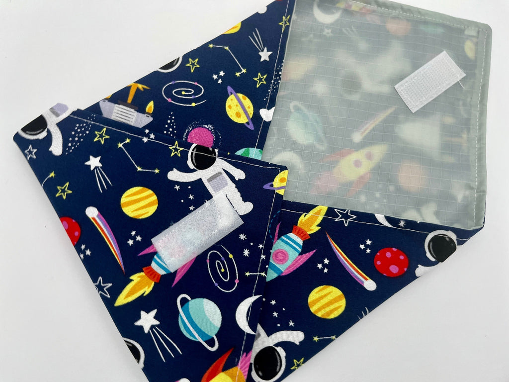 Reusable Sandwich Bag - Blue Sandwich Wrap - Unicorn Reusable Sandwich Mat - Sandwich Holder - Space Rainbow Astronaut