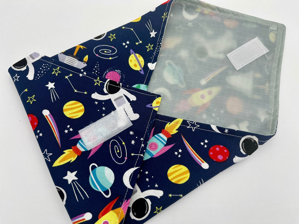 Reusable Sandwich Bag - Blue Sandwich Wrap - Unicorn Reusable Sandwich Mat - Sandwich Holder - Space Rainbow Astronaut