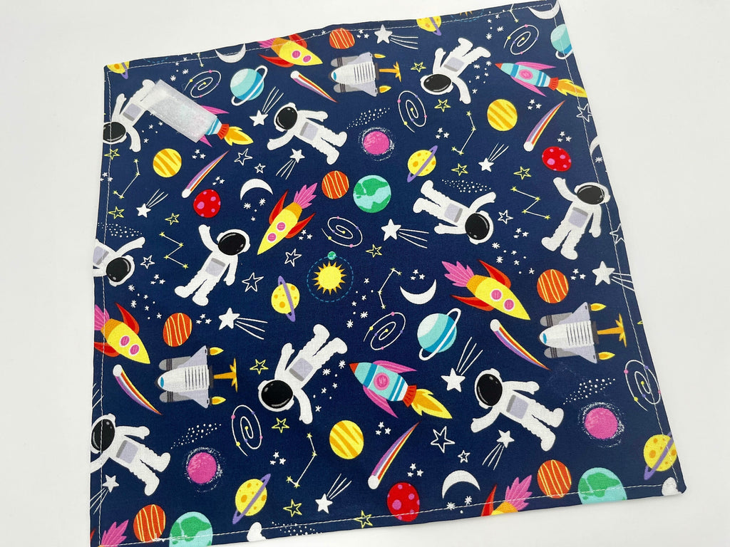 Reusable Sandwich Bag - Blue Sandwich Wrap - Unicorn Reusable Sandwich Mat - Sandwich Holder - Space Rainbow Astronaut