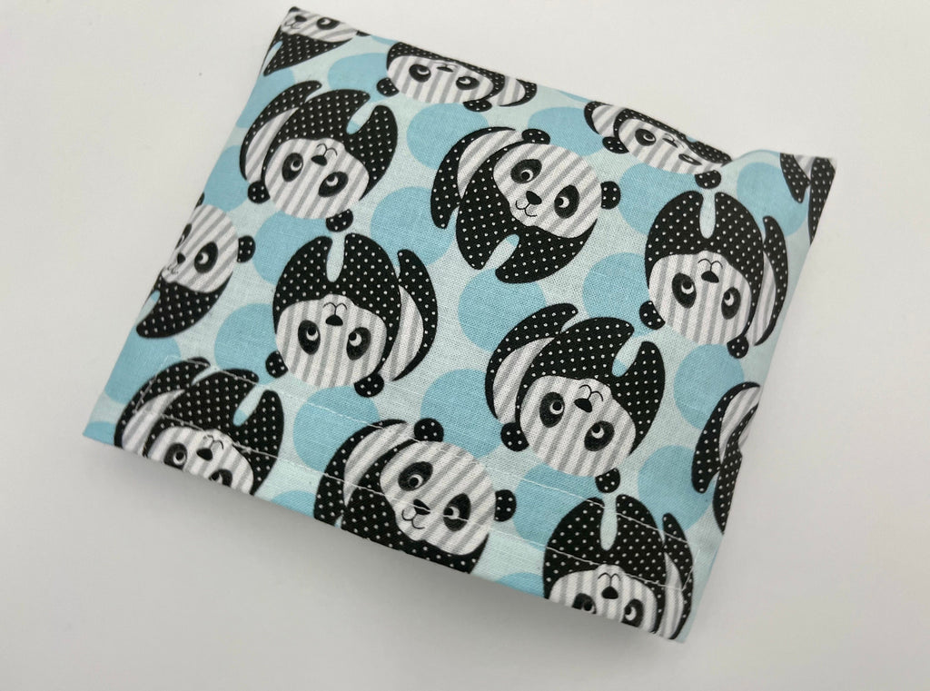 Reusable Snack Bag, Fabric Snack Bag, Animal Snack Bag, Snack Baggie - Panda Bear Blue