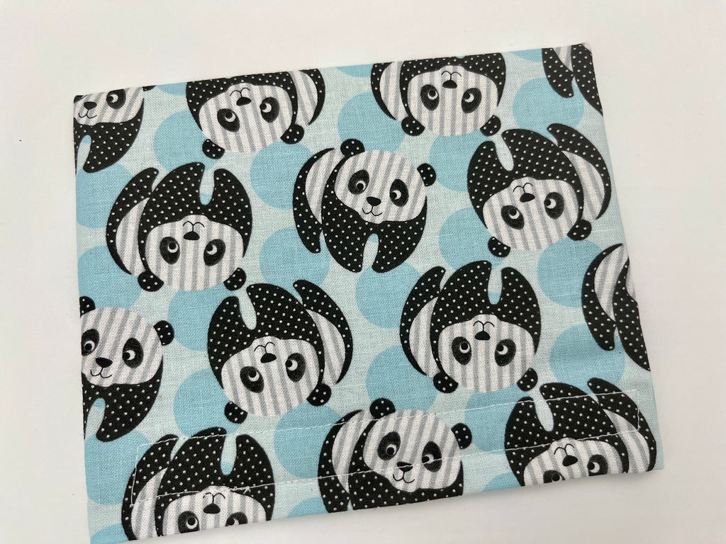 Reusable Snack Bag, Fabric Snack Bag, Animal Snack Bag, Snack Baggie - Panda Bear Blue