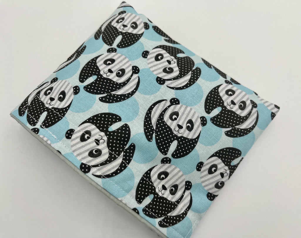 Reusable Snack Bag, Fabric Snack Bag, Animal Snack Bag, Snack Baggie - Panda Bear Blue