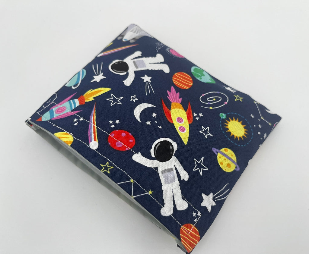 Reusable Snack Bag, Unicorn Reusable Baggie, Unicorn Snack Bag, Fabric Snack Bag, Reusable Fabric Snack Bag - Space Rainbow Astronaut