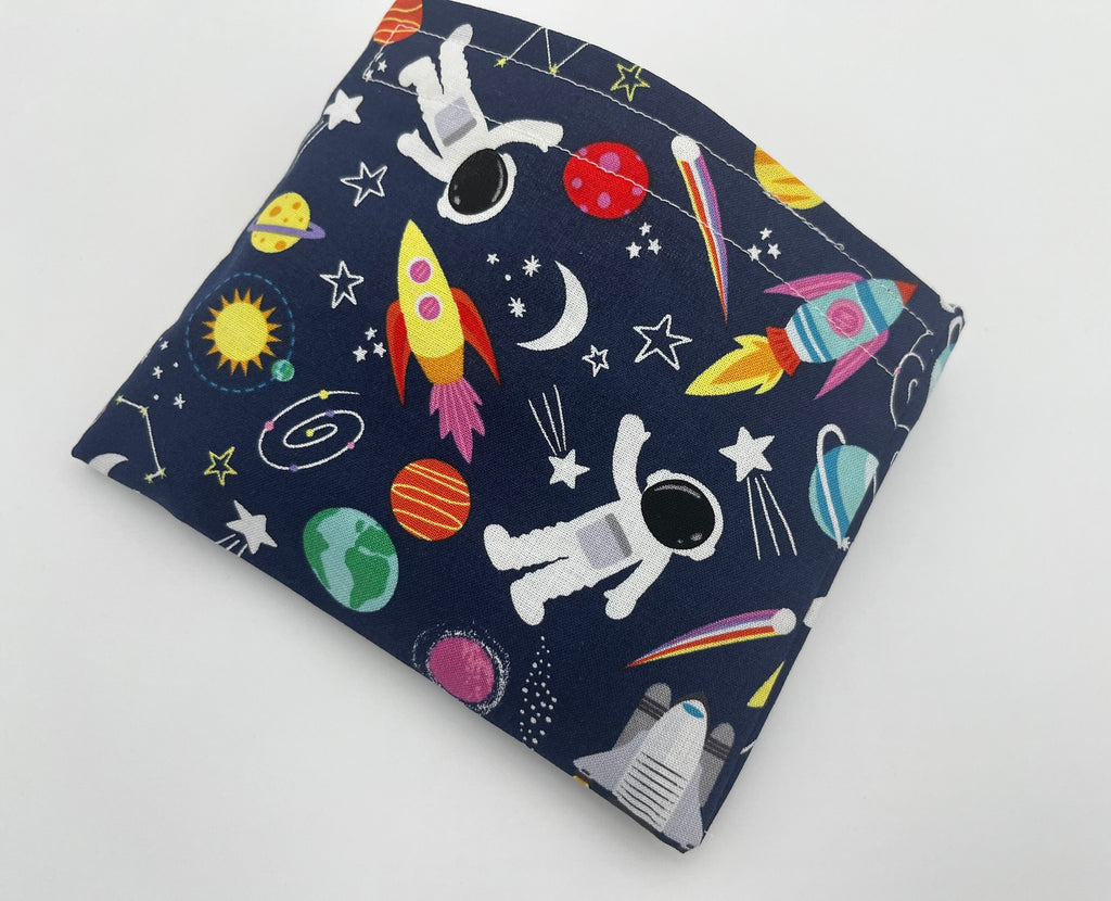 Reusable Snack Bag, Unicorn Reusable Baggie, Unicorn Snack Bag, Fabric Snack Bag, Reusable Fabric Snack Bag - Space Rainbow Astronaut