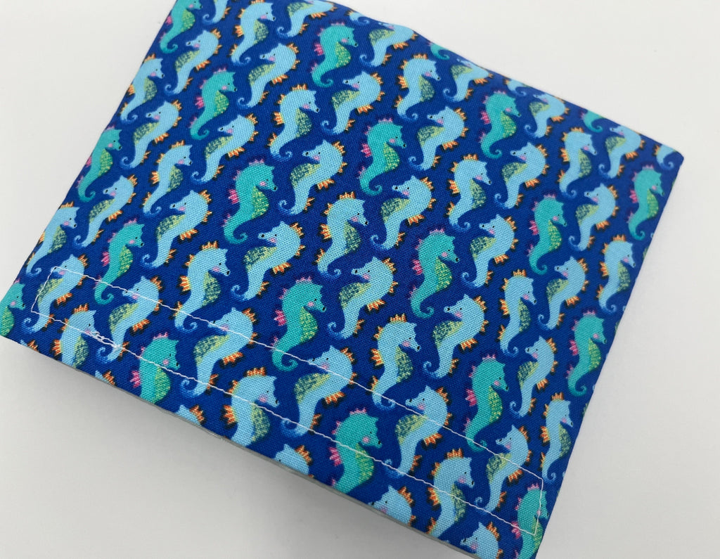 Reusable Snack Bag, Fabric Snack Bag, Owl Snack Bag, Snack Baggie - Sea Horse Blue