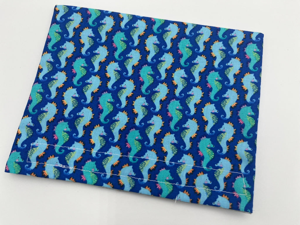 Reusable Snack Bag, Fabric Snack Bag, Owl Snack Bag, Snack Baggie - Sea Horse Blue