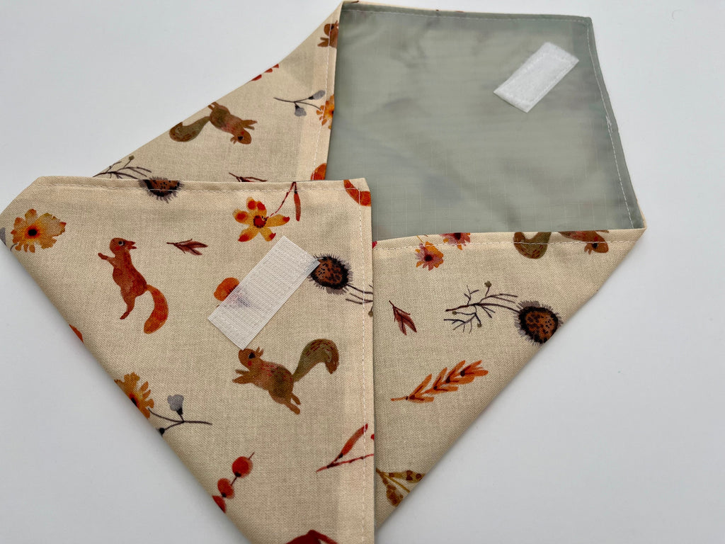 Reusable Sandwich Bag, Sandwich Wrap , Reusable Sandwich Mat, Sandwich Holder - Autumn Squirrel