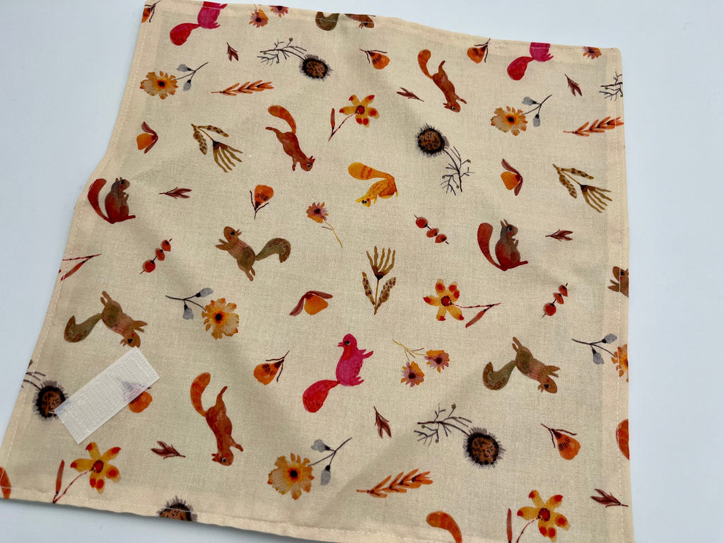 Reusable Sandwich Bag, Sandwich Wrap , Reusable Sandwich Mat, Sandwich Holder - Autumn Squirrel