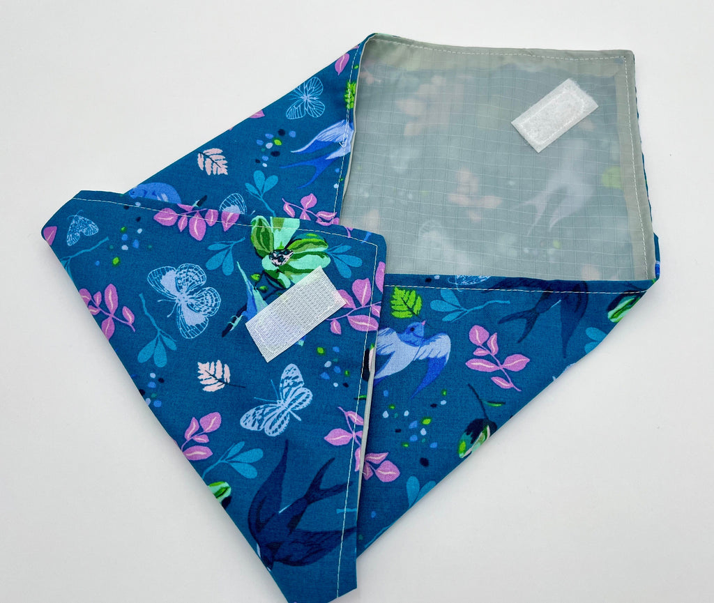 Reusable Sandwich Bag, Owl Sandwich Wrap, Blue Sandwich Mat, Eco-friendly Sandwich Holder Pouch - Anew Birds Teal Blue