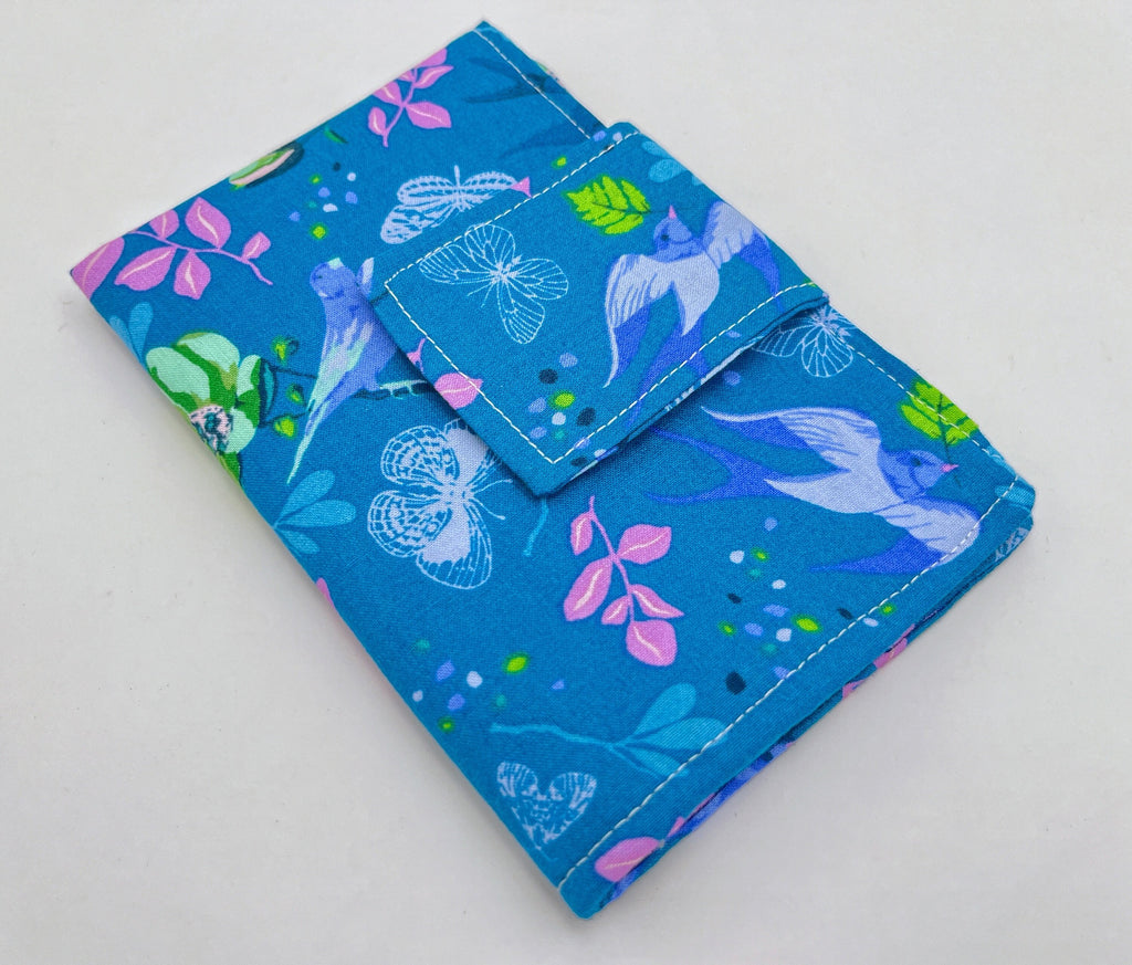 Privacy Pouch, Blue Tampon Case, Sanitary Pad Case, Pad Pouch, Tampon Bag, Tampon Holder, Tampon Wallet - Anew Birds Teal Blue