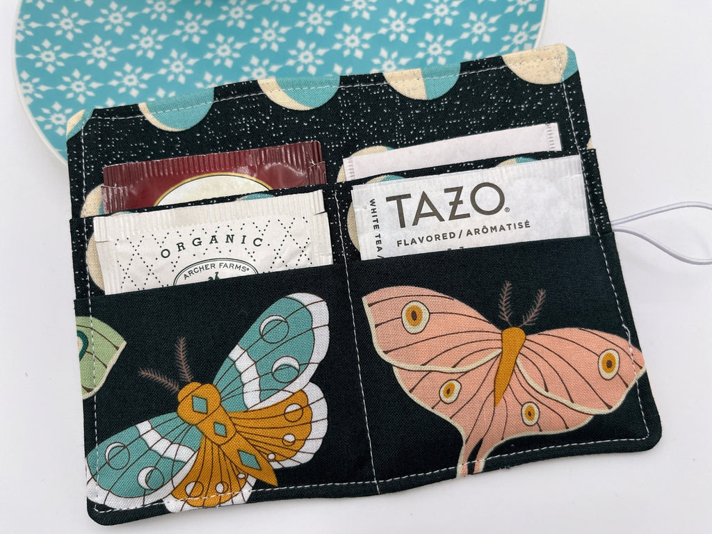 Tea Wallet, Tea Bag Holder, Tea Bag Wallet, Teabag Wallet, Teabag Holder, Tea Bag Organizer - Lunar Moth Night