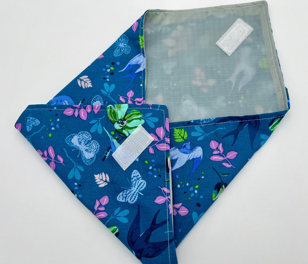 Reusable Sandwich Bag, Owl Sandwich Wrap, Blue Sandwich Mat, Eco-friendly Sandwich Holder Pouch - Anew Birds Teal Blue