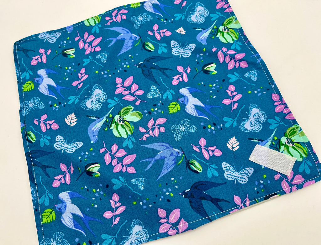 Reusable Sandwich Bag, Owl Sandwich Wrap, Blue Sandwich Mat, Eco-friendly Sandwich Holder Pouch - Anew Birds Teal Blue