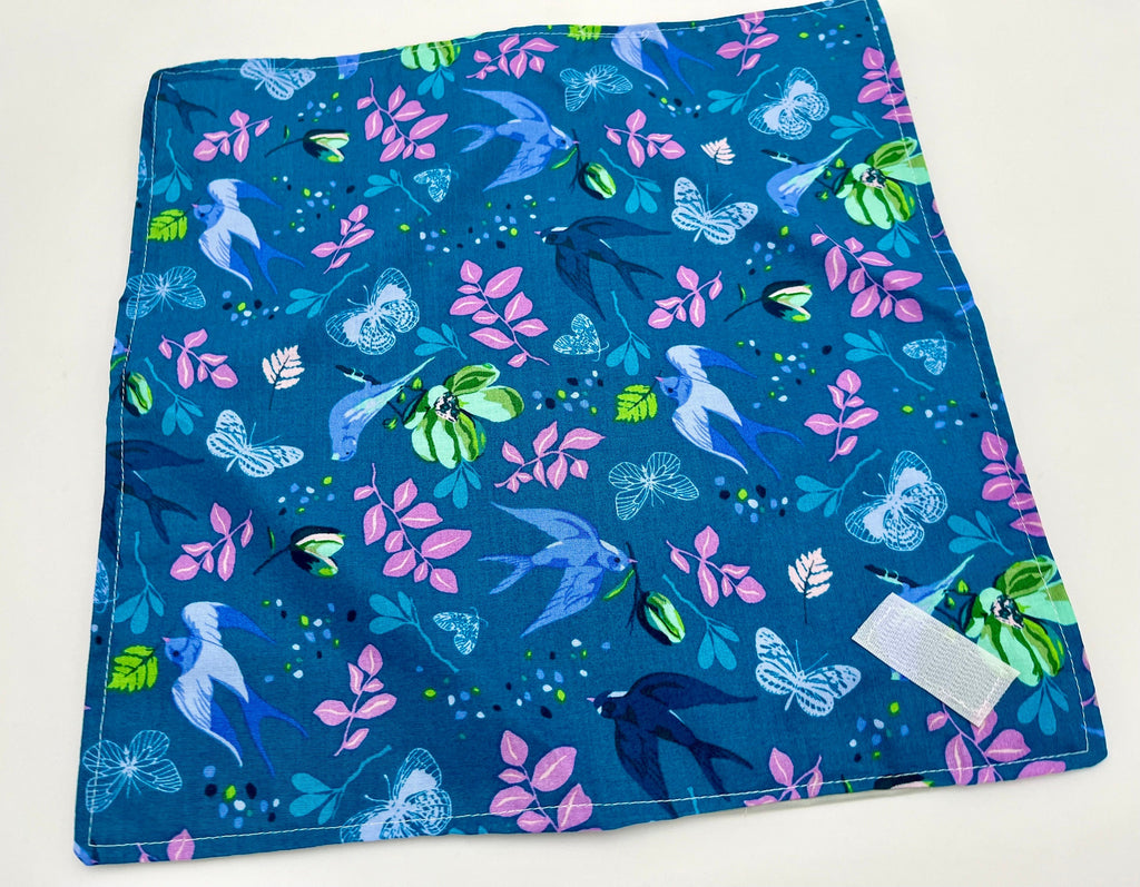 Reusable Sandwich Bag, Owl Sandwich Wrap, Blue Sandwich Mat, Eco-friendly Sandwich Holder Pouch - Anew Birds Teal Blue