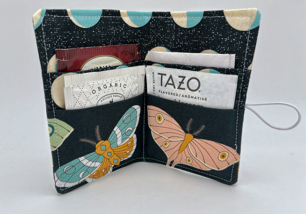 Tea Wallet, Tea Bag Holder, Tea Bag Wallet, Teabag Wallet, Teabag Holder, Tea Bag Organizer - Lunar Moth Night