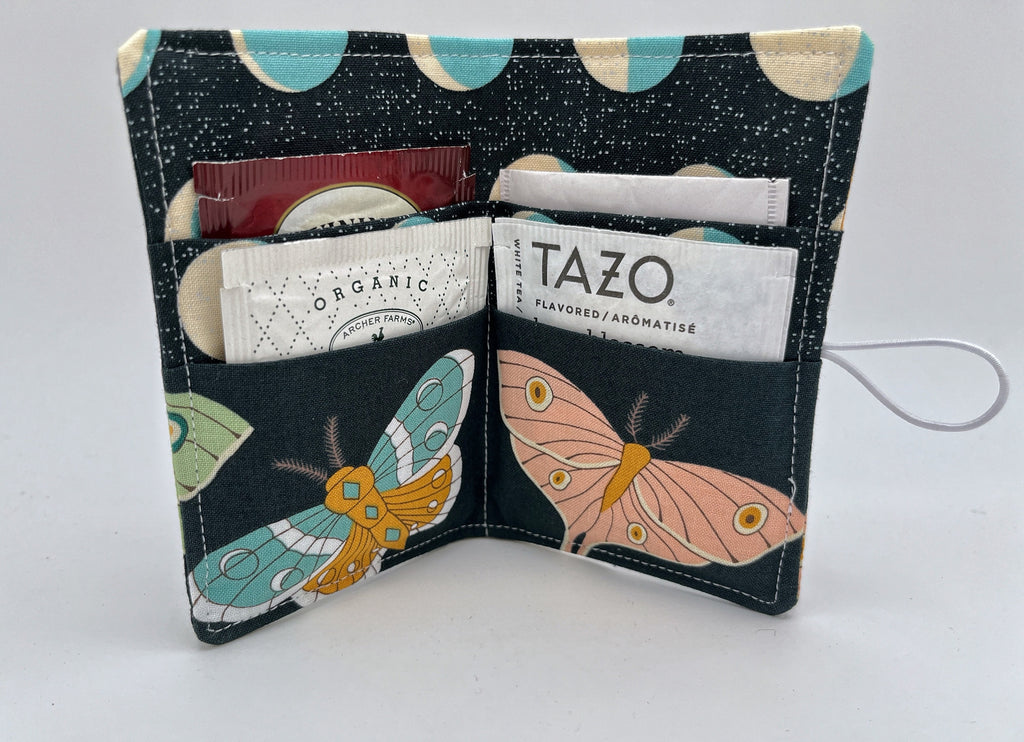 Tea Wallet, Tea Bag Holder, Tea Bag Wallet, Teabag Wallet, Teabag Holder, Tea Bag Organizer - Lunar Moth Night