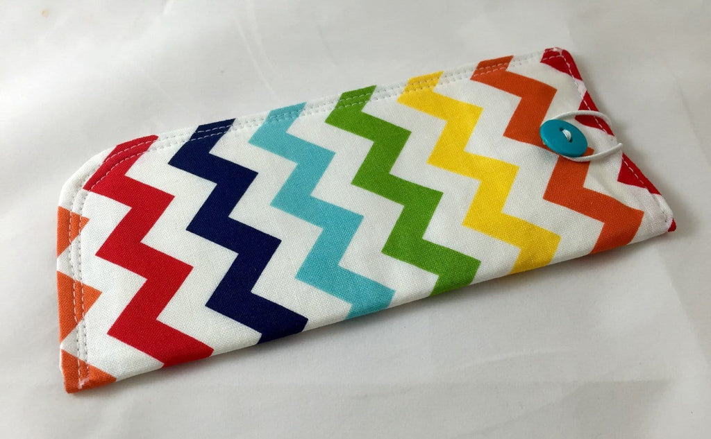 Rainbow Reading Glasses Cover, Chevron Sunglasses Pouch, Soft Padded Eyeglass Sleeve - EcoHip Custom Designs