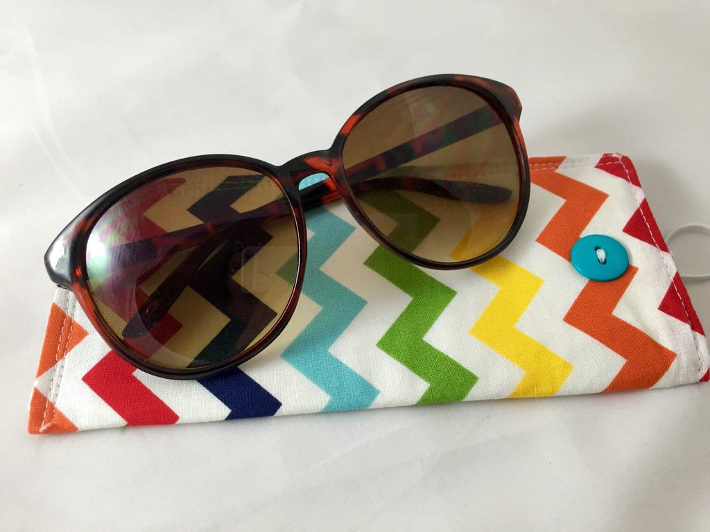 Rainbow Reading Glasses Cover, Chevron Sunglasses Pouch, Soft Padded Eyeglass Sleeve - EcoHip Custom Designs