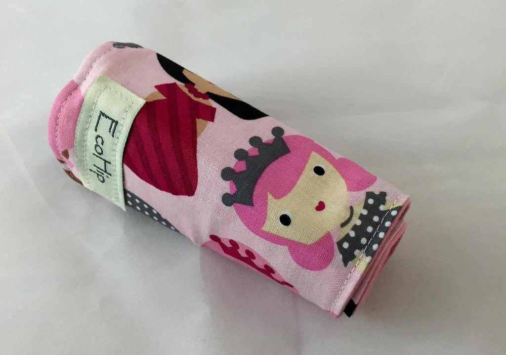 Princess Pink Crayon Roll, Gir's Stocking Stuffer, Princess Toy for Travel - EcoHip Custom Designs