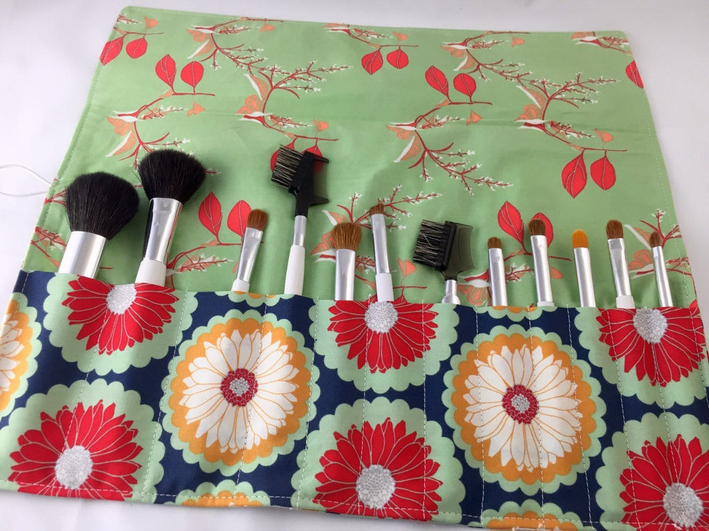 Cranberry Red Make Up Brush Bag, Travel Cosmetic Brush Case, Brush Holder - EcoHip Custom Designs