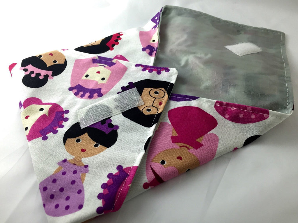 Princess Sandwich Mat, Pink Reusable Sandwich Bag, Eco-Friendly Napkin - EcoHip Custom Designs