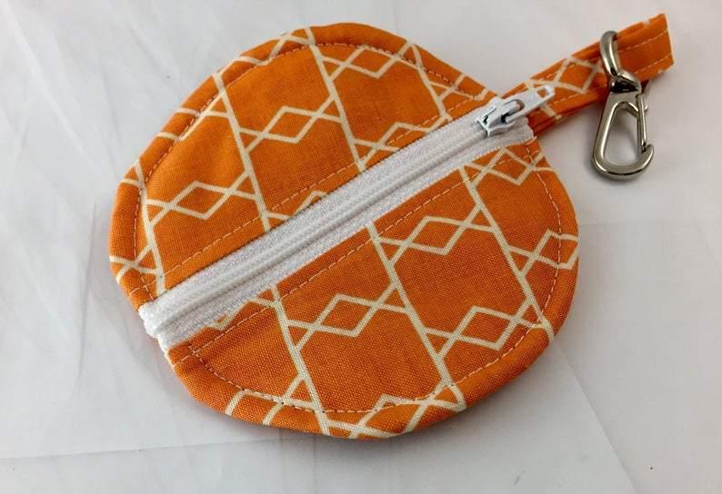 Orange Headphone Case, Striped Earphone Case, Lip Balm Cozy - EcoHip Custom Designs