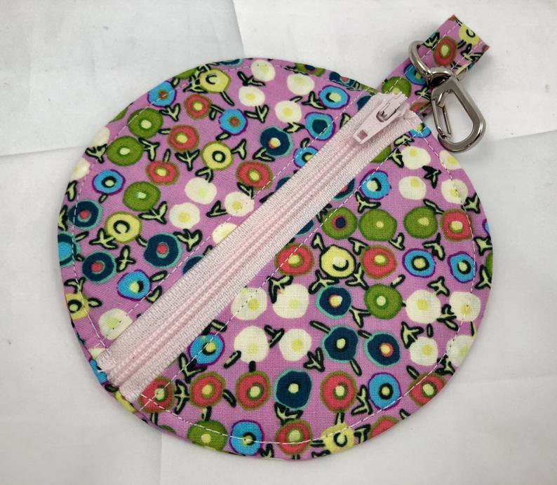 Pink Earphone Case, Earbud Case, Pacifier Pouch, Teacher's Gift, Dots - EcoHip Custom Designs