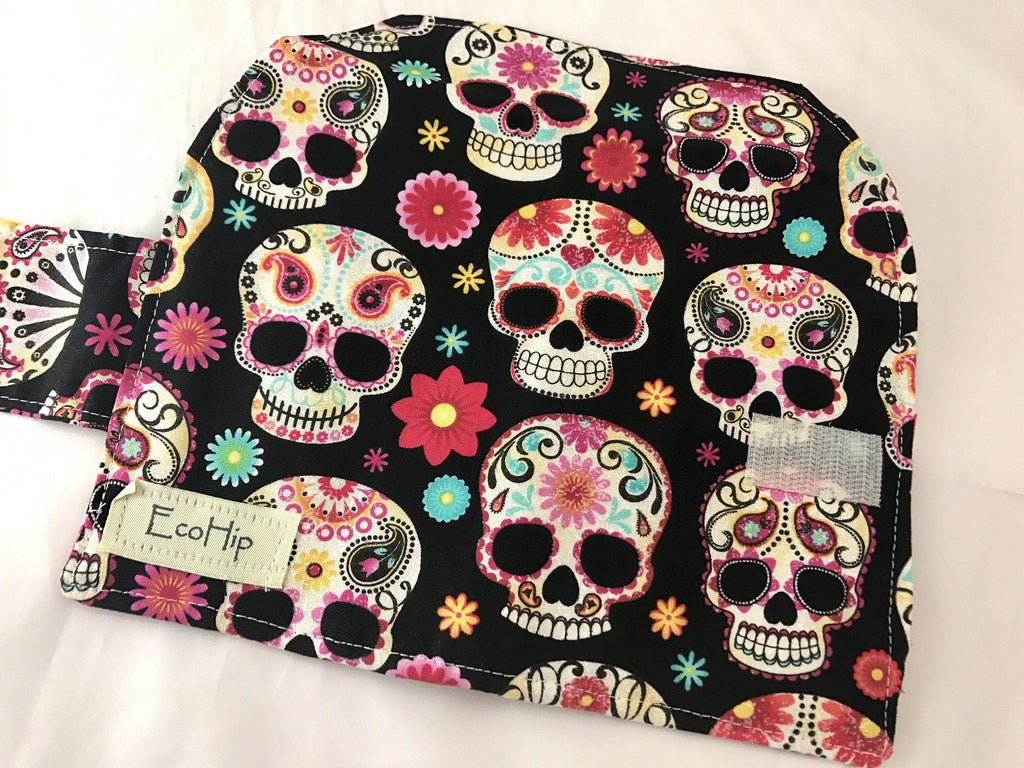 Privacy Tampon and Sanitary Pad Bag Holder, Feminine Products Cozy, Wallet, Sugar Skulls - EcoHip Custom Designs