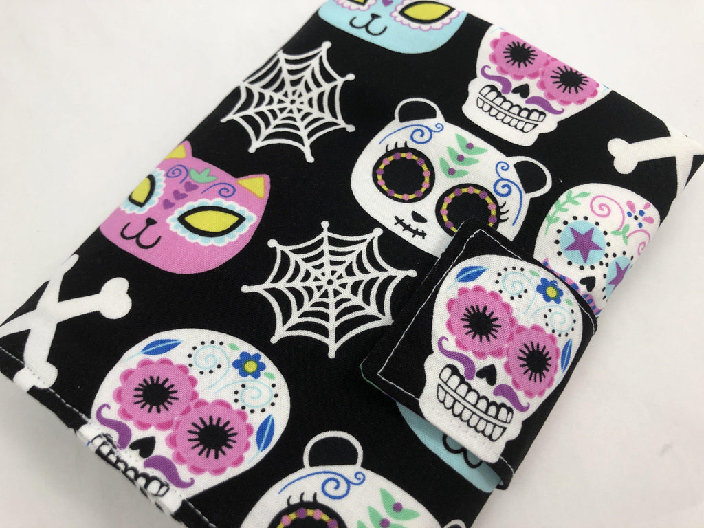 Sugar Skull Interchangeable Knitting Needle Case, Fabric Crochet Hook Roll - EcoHip Custom Designs