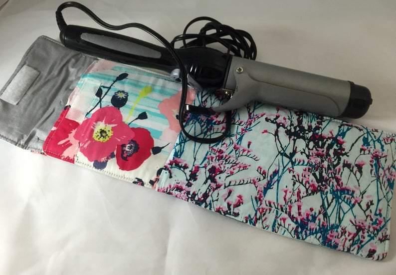 Travel Curling Iron Holder, Blue Flat Iron Case, Heat Resistant Bag, Hair Dresser Gift - EcoHip Custom Designs